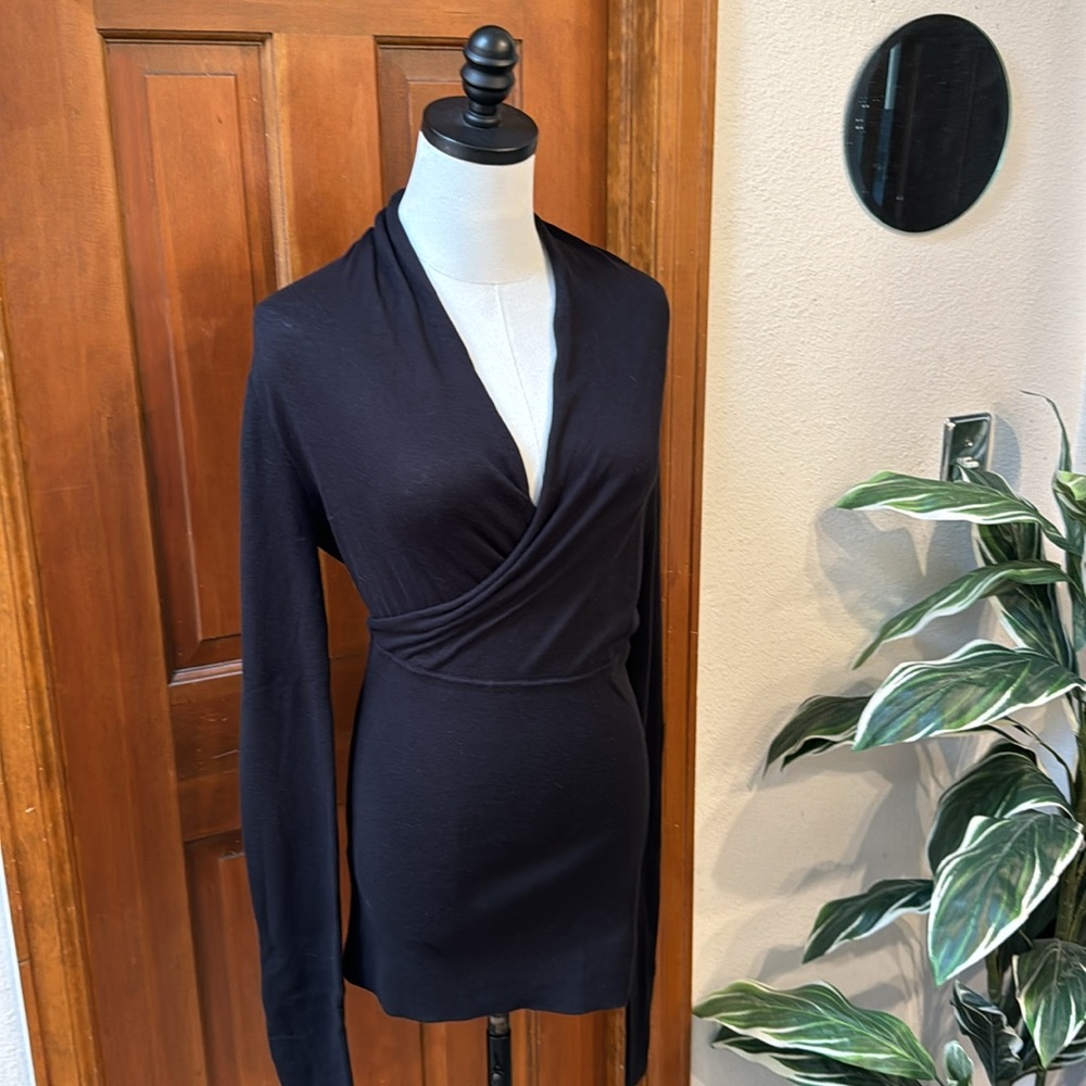 BCBGMaxAzria Ribbed Wrap Top OBO